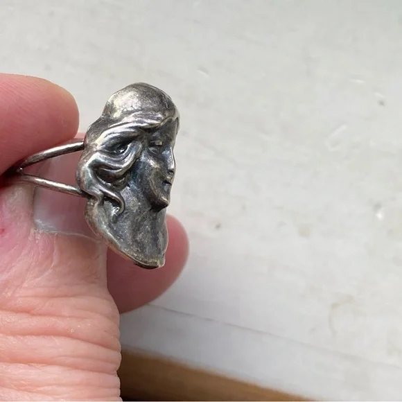 Sterling art nouveau portrait ring - Picture 9 of 10
